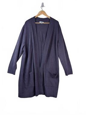 Christopher & Banks Dark Purple Open-Front Long Cardigan Sweater 3X